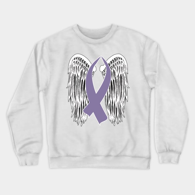 Winged Awareness Ribbon (Light Purple) Crewneck Sweatshirt by BlakCircleGirl